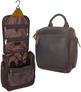 TIDING Men's Leather Hanging Toiletry Bag Travel Kit Large Expandable Organizer for Travel Business Gym Use Cosmetic Storage