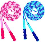 Soft Beaded Jump Rope, Adjustable Tangle - Free Segmented Fitness Skipping Rope for Men, Women and Kids Keeping Fit, Training, Workout and Weight Loss - 9 Feet (2-Pack)