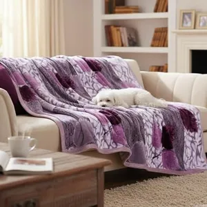 DaDa Bedding Orchid Blossoms Soft Cozy Plush Luxe Shades of Purple Flannel Fleece Throw Blanket - Floral Leaves Solid Striped Multi Purple Lavender Print - 63" x 90"