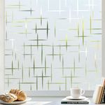 rabbitgoo Frosted Privacy Window Film, Static Cling Privacy Film, Non-Adhesive Window Frosting, Decorative Frosted Glass Vinyl for Bathroom Door, Cross Pattern, 44.5x200cm