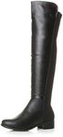 Ajvani Women's High Over The Knee Stretch Pull On Low Heel Boots Size 7 38 Black Matte