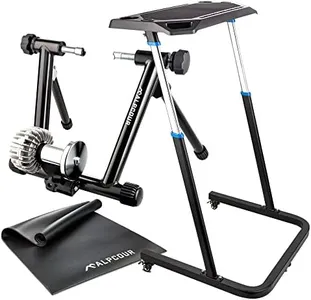 Alpcour Fluid Bike Trainer Stand for Indoor Riding – with Portable Multi-Tasking Bike Trainer Fitness Desk – with Multipurpose Bike Trainer Mat – 36”x78”