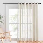 PONY DANCE Cross Pattern Linen Window Curtain, Home Decor, Romantic Filter, Elegant, Soft, Semi-Transparent, Beige, 1 Piece, Width 100 x Depth 95 inch