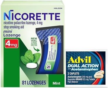 Nicorette 4 mg Mini Nicotine Lozenges to Help Stop Smoking - Mint Flavored Stop Smoking Aid, 1-Pack, 81 Count, Plus Advil Dual Action Coated Caplets with Acetaminophen, 2 Count