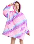 papasgix Kids Blanket Hoodie Snuggle Fluffy Sweatshirt Fleece Blanket with Star Pocket Soft Warm Cozy Sherpa Hoodie Wearable Blanket for Teens Girls Boys Galaxy Purple