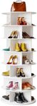 SpaceAid Cross Style 7-Tier Rotating Shoe Organizer, Spinning Shoe Rack Tower, 360 Display Lazy Susan Storage, Handbag Rotate Tower Closet Organization (Modern Style, White)