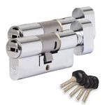 XFORT Colossus Polished Chrome 3 Star Kitemarked Keyed Alike Thumb Turn Euro Cylinder Lock 50EX/50T (100mm), British Standard TS007 Anti-Snap Barrel Lock, Upvc Door Lock.