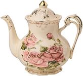 YOLIFE Pink Rose Ceramic Tea Pot, I