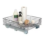 Household Essentials Extra-Deep Sliding Cabinet Organizer, Chrome, 20-Inch, 20" w x 6.25h x 21" d