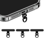 360° Rotating Stainless Steel Phone Tether Tab (Black 3-Pack) - Universal for iPhone & Other Phones (Fits Wristbands/Necklaces/Crossbody Straps)