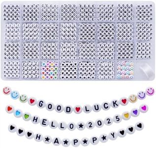 Amaney 1200 Pieces 4×7mm White Round Acrylic Alphabet Letter Beads A-Z and Heart for Jewelry Making Bracelets Necklaces Key Chains and Kids Jewelry Each Letter Included (, acrylic, Boxed Beads-1200pcs, 7x4mm