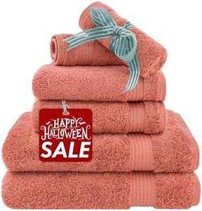 American Veteran Towel, 6 Piece Towel Set for Bathroom Clearance Prime, 100% Cotton Turkish Bathroom Towels, 2 Bath Towels 2 Hand Towels 2 Washcloths, Coral