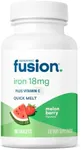 Bariatric Fusion Iron Supplement for Women Quick Melt | Sugar Free Dissolvable Chewable Iron Tablets | Ferrous Fumarate 18 mg Iron with Vitamin C | Melon Berry | Gluten, Dairy and Soy Free | 90 Count