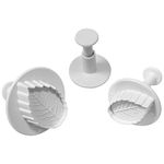 PME RL530 Plunger Cutters 3 kg-Veined Rose Leaf, White, Set of 3