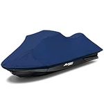 Upgraded Fade and Crack Resistant Trailerable Navy Jet Ski Cover, Heavy-Duty Waterproof and UV Protection PWC Cover,Jetski Watercraft Cover Fits from Stand-up