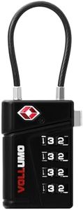 Vollumo TSA Approved Luggage Lock, 4-Digit Combination, Black Cable Padlock for Travel Suitcase (Black(1-Pack))