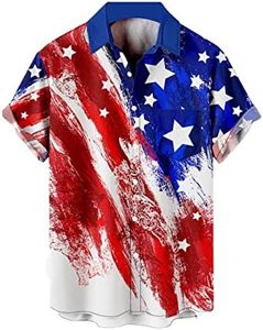 Camisa de manga corta con botones para hombre, estilo hawaiano, informal, estampada, verano, ajuste regular, para playa, Aloha, multicolor/fantasía (American Flag Print), Medium