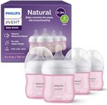 Philips Avent Natural Baby Bottles with Natural Response Nipples (Slow Flow, Flow 2), 4oz, Pink, 4-Pack, SCY900/14