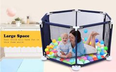 IRIS Baby Children's Infant Ball Pool, Detachable Strong Durable Hexagonal Kids Play Area, Playard Ocean Ball Pool for Babies/Toddler/Newborn/Infant Safe Crawling, Balls are not included (Blue)