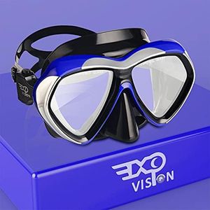 Adult Scuba Diving Mask, Anti-Fog Snorkel Goggles Tempered Glass Swim Mask Goggles with Nose Cover Professional Snorkeling Gear for Diving Snorkeling (Blue)