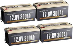 Power Queen 12V 300Ah LiFePO4 Battery, 3840Wh Lithium Battery with 2560W Power Output, Up to 15000+ Deep Cycles, BMS Protections for Solar, RV Motorhome, Marine, Off-Grid