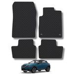 Rubber Car Mats Compatible with Nissan Juke (2019-) Tailored Fit Rubber Floor Mats Set Accessory Black Custom Fit 4 Pieces with Clips - Anti-Slip Backing, Heavy Duty & Waterproof