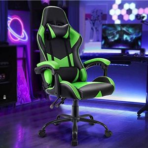 Ufurniture PU Leather Gaming Chair Computer Racing Chair Ergonomic Reclining Office Chair for Adults Teens Green