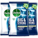 Dettol Dettol Big And Strong Bathroom Wipes, Total 75 Wipes (3 Packs X 25), Bathroom Cleaning Wipes, Toilet Cleaning Wipes, Shower Door Cleaner, Biodegradable, Antibacterial Wipes