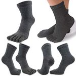 REKYO 6 Pairs Mens Toe Socks Cotton Five Finger Crew Socks for Men Autumn And Winter Soft & Comfortable, Dark Gray, 39-46