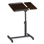 Relaxdays Height-Adjustable 95 x 60 x 40 cm Notebook Stand also for Lefties Sofa Side Table Laptop Desk with Wheels & Surface for Mouse with 2 Stop Bars, Ebony, Black, Oak, 40x60x95 cm