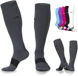 NEWZILL Medical Compression Socks for Women & Men Circulation 20-30 mmHg, Best for Running Athletic Hiking Travel Flight Nurses (Gray, XXL)