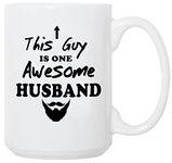 This Guy is One Awesome Husband - Funny Birthday,Christmas,Valentine's Day Gift Idea for Him - Novelty Ceramic Coffee Mug Tea Cup 15 oz