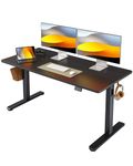 FEZIBO Height Adjustable Standing Desk, 55 x 24 Inches Electric Stand Up Table, Sit Stand Home Office Desk, Black Frame/Black Top