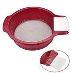 DECARETA Flour Strainer,Red Flour Sieve with Stainless Steel Fine Mesh,2 Plastic Handle Grip and Scraper,Sifter Baking Strainer,Rice Sugar Filter for Kitchen Home