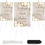 JEAWIWI 3 Pcs Lightweight Easel Stand, 66 Inch, White, with Portable Bags