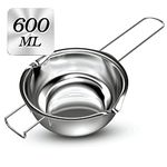 Double Boiler for Candle Making, 600mL Double Boiler 304（18/8）Stainless Steel Universal Melting Chocolate Pot Large Insert Baking Tools, Pot for Butter Chocolate Cheese Caramel (600mL)