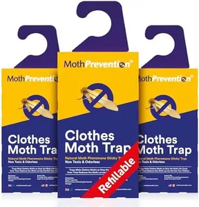 Powerful Moth Traps for Clothes & Closets | Refillable 3-Pack | Odor-Free & Natural | Moth Pheromone Traps for House & Clothing