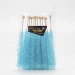 Light Blue Cotton Candy Sugar Crystal Rock on a Stick 12 x Lollies - Individually Wrapped - Candy Buffet Favours Cake Decorating - Drink/Cocktail Swizzle Stick Stirrers