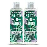 Faith In Nature Natural Rosemary Shampoo and Conditioner Set, Balancing, Vegan & Cruelty Free, No SLS or Parabens, For Normal to Oily Hair, 2 x 400ml Pack