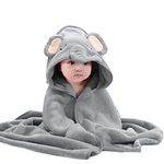 Asnewkit Hooded Baby Towel, Baby Bath Towels with Hood,Unique Animal Design Baby Towel with Hood Soft Absorbent Baby Bath Towels, for Newborn Baby Boy and Girl (Grey)