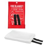 JT JUSTIME Fire Blanket Emergency for Home Kitchen, Fiberglass Fire Suppression Blanket for School, Fireplace, Outdoor Grill, Car, Office, Warehouse (1 Pack)