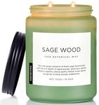 M&SENSE Sage Wood Large Soy Wax Scented Candles Gifts for Men Strong 550g 110H Organic Candles Long Burning for Office Friend Non Toxic Home Fragrance Candle for Home Decor Bed Room Living Room