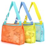 Tagitary Beach Toy Mesh Beach Bag Kids Shell Collecting Bag Beach Sand Toy Totes for Holding Shells Beach Toys Sand Toys Swimming Accessories for Boys and Girls(Only Bags,A Set of 3)