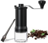 TOCHANGE Manual Coffee Grinder, Portable Stainless Steel Burr Coffee Bean Grinder with Ceramic Grinding Burr for Espresso, Travel, Camping, Kitchen & Office, Small Hand Coffee Grinder