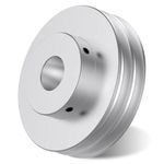 CHANCS Aluminum Alloy Double Groove Pulley 80mm OD 20mm Fixed Bore Pulley for Motor Shaft 6mm(1/4") PU Round Belt