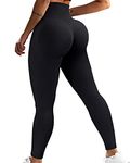 OMKAGI Women's Scrunch Butt Lifting Leggings High Waist Seamless Yoga Pants TIK Tok Gym Tights(M,Black-657)