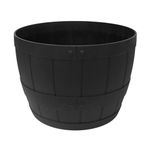 Tierra Verde 20" W x 14" H Whiskey Barrel Self-Watering Round Planter Pot - Black, Large, Indoor/Outdoor, Made in Canada