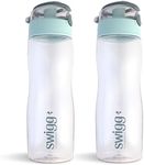 1 BPA Free Sports Water Bottles for School Gym Bicycle Car - Leak Proof Sports Waterbottles - See Through Reusable Clear Water Bottle botella de agua Made of Tritan Plastic Refillable 24oz