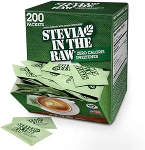 Stevia In The Raw Stevia Sweetener Packets, 200 Ct Box, Zero Calorie Stevia Sugar Substitute Packets, No Erythritol or Artificial Flavors, Vegan, Gluten Free, Kosher, Low Glycemic Index