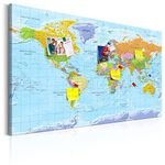 murando World map with pinboard 120x80 cm 1 Piece Print on non woven canvas Beaverboard Canvas wall Art practical pinboard to pinching your notes for bedroom living room World map k-A-0094-v-a